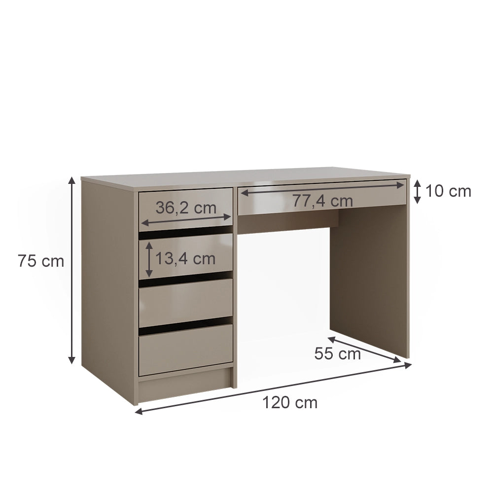 Vicco Tavolo da toeletta Grigio lucido 120 cm Senza specchio