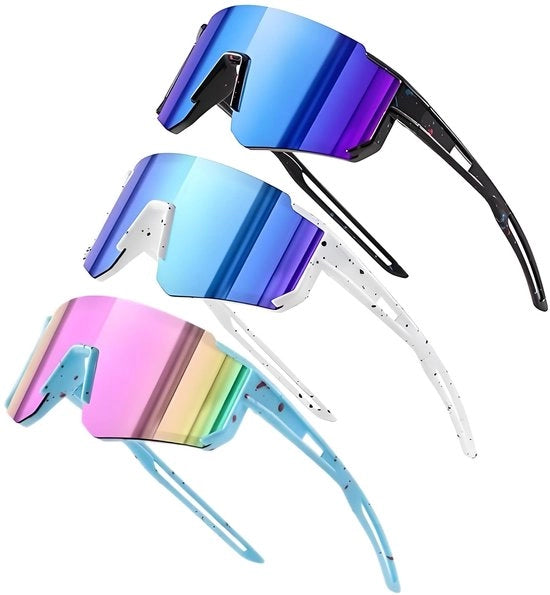 Solecchio per bambini - 3 pezzi - Protezione UV400 - Lenti infrangibili - Ideale per attività all'aperto - Compreso custodia - Occhiali da sole