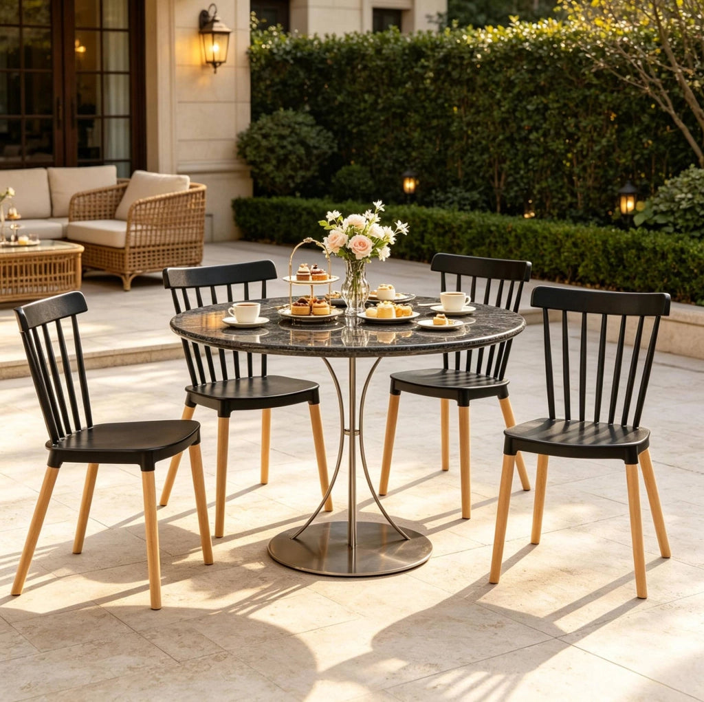 Set di 4 sedie da pranzo scandinave in PP e faggio