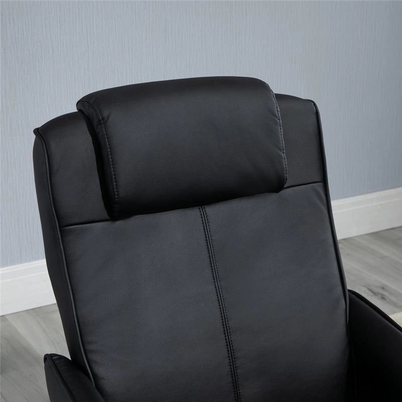 POLTRONA RELAX RECLINABILE CON POUF POGGIAPIEDI IN SIMILPELLE 71X78X101CM  NERO