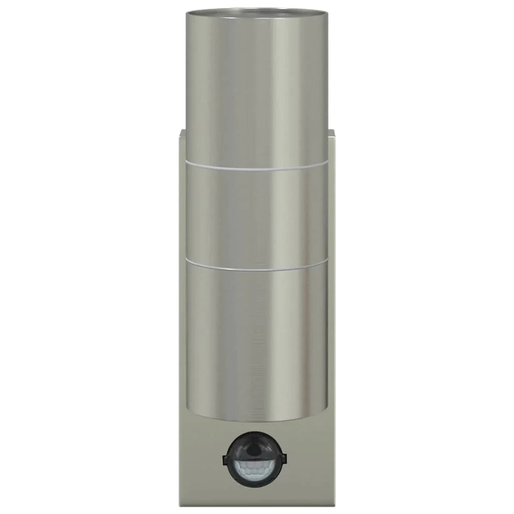 Applique da esterno cilindrica 7 x 10 x 22 cm resistente stile contemporaneo acciaio inox argento 02_0056541
