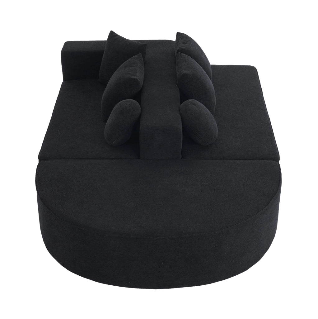 Divano modulare 263x171x66 cm senza montaggio in chenille nero