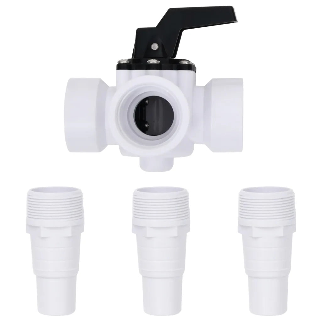 Valvola a Sfera a 3 Vie per Piscina Bianco e Nero CFW9462976