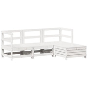 Set Salotto da Giardino 4 pz | Set di Mobili da Esterno Bianco in Legno Massello di Pino
