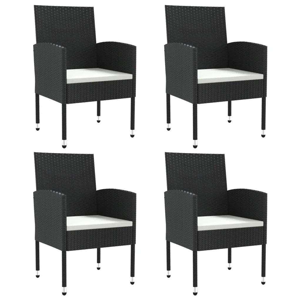 Set da Pranzo da Giardino 5 pz Nero in Polyrattan e Acciaio 3203305