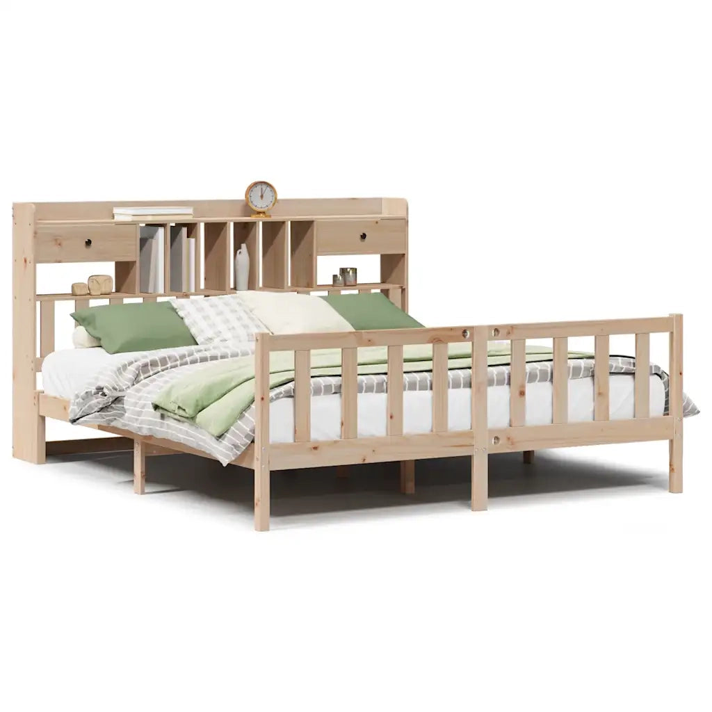 Letto Libreria senza Materasso 180x200 cm in Legno di Pino 3321749
