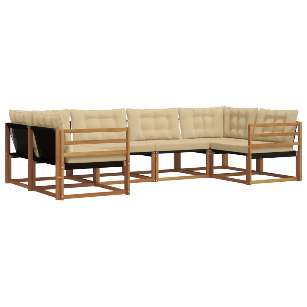 Set di divani da esterno con cuscino 6 pcs Naturale e Beige 3369784