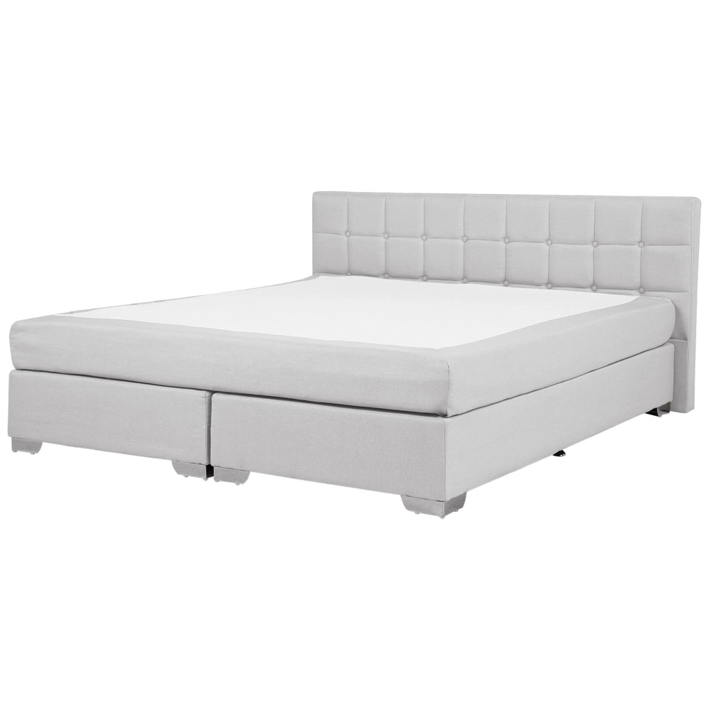 Divano letto 180 x 200 cm Struttura imbottita in tessuto grigio con testiera trapuntata e materasso