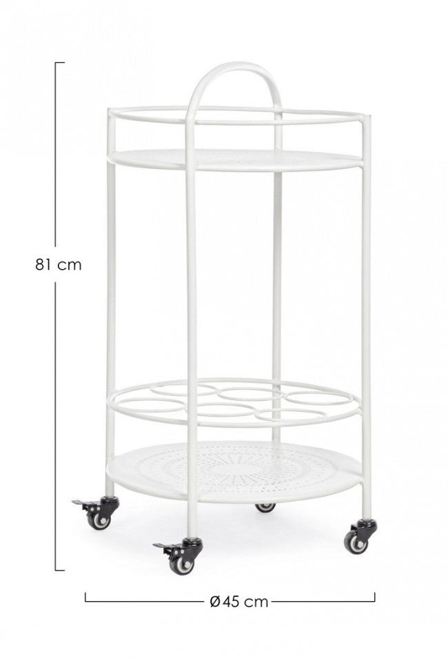 Carrello con Porta Bottiglie Burton Bianco in Metallo