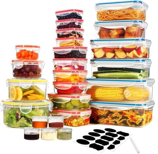 Set di contenitori per conservazione 50 pezzi - inerte al calore BPA - in plastica - adatto a microonde e congelatore