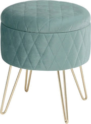 Pieghevole con spazio di stoccaggio - trendy velluto - confortevole & elegante - design robusto - moderno blu turquesa - 31,5x36 cm