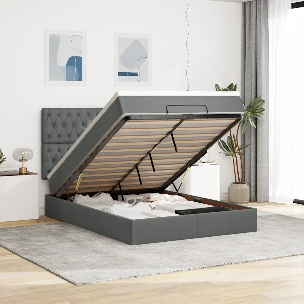 vidaXL Struttura Letto Pouf con Materasso 140x200 cm in Tessuto