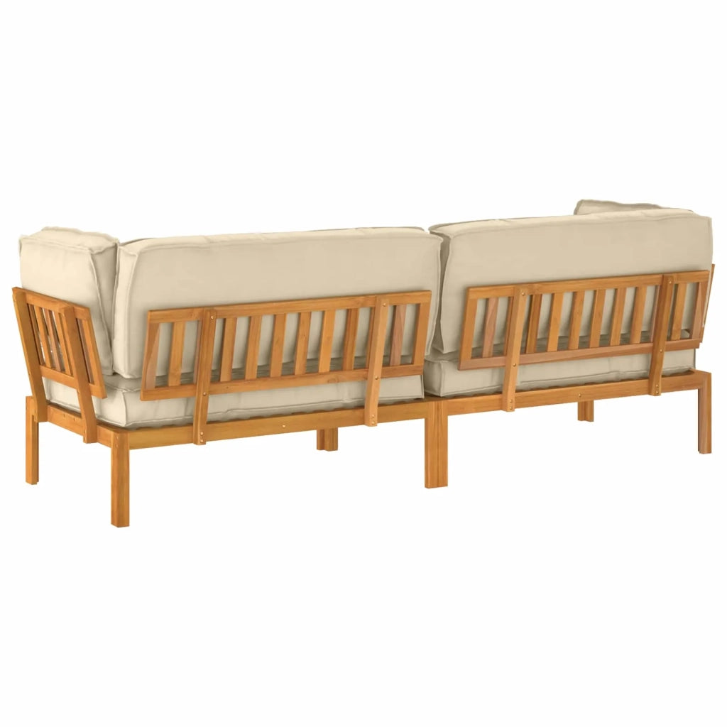 Set di divani con cuscino 2 pcs Beige Legno di Acacia Massello 3418527
