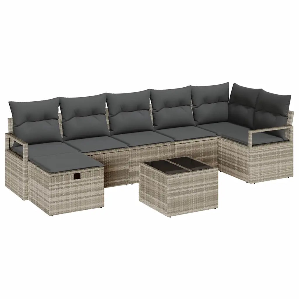 Set di divani con cuscino 8 pcs Grigio chiaro polyrattan 3359211
