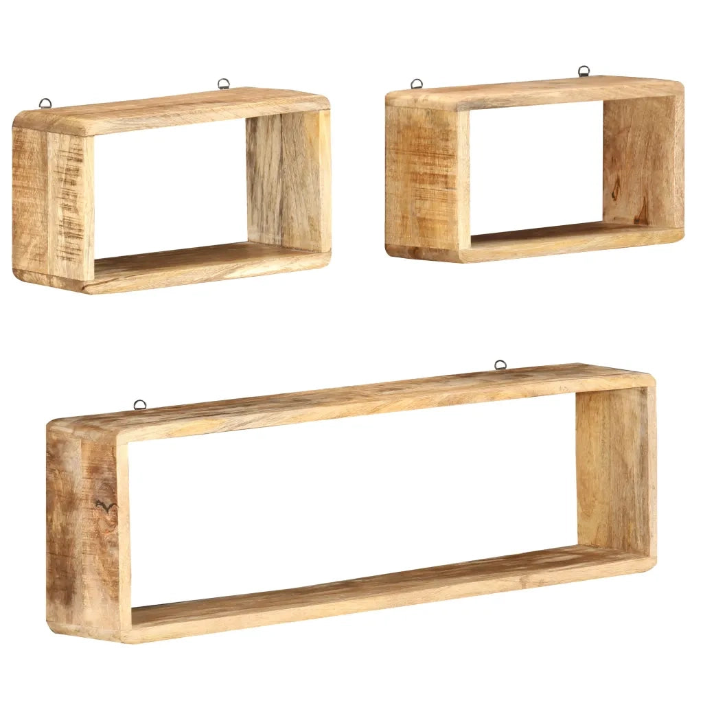 Set Mensole Cubiche da Parete 3 pz in Legno Massello di Mango 285844