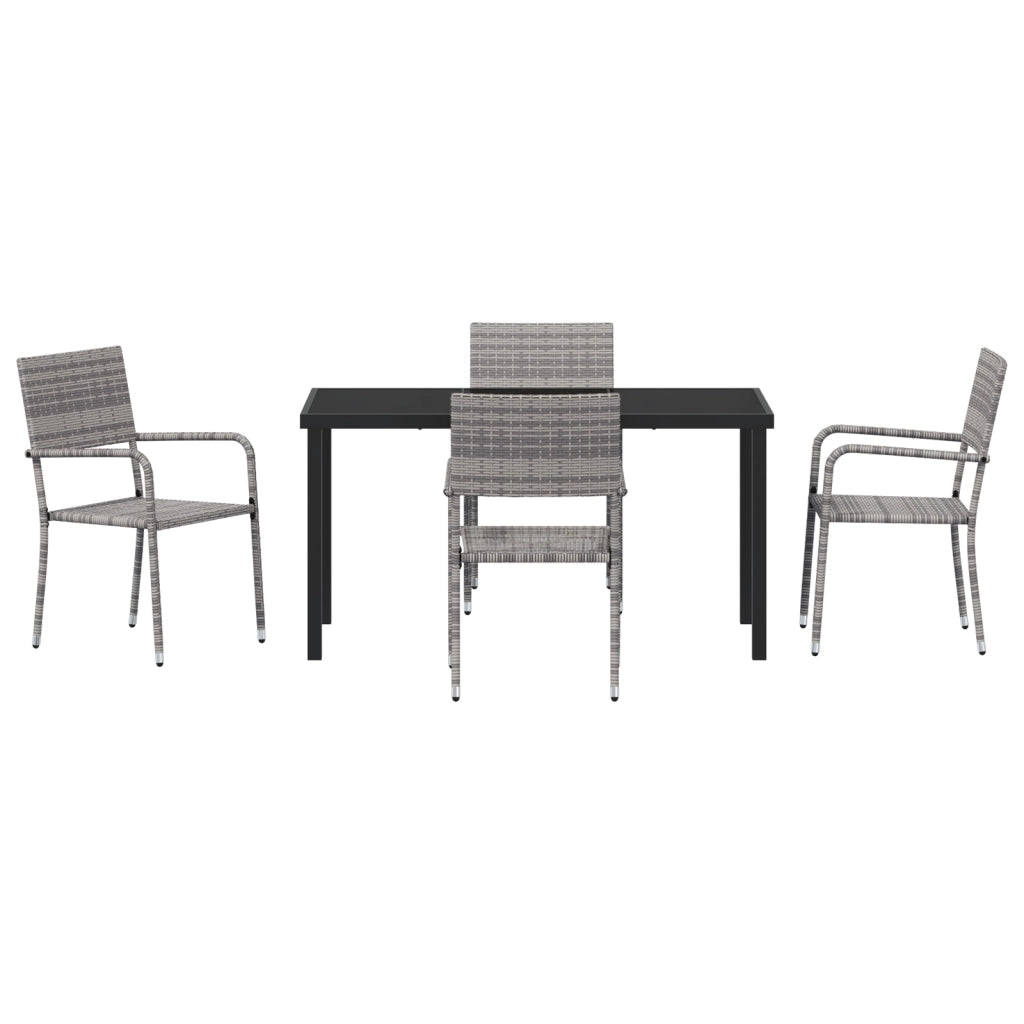 Set di Pranzo da Giardino 5 Pezzi Grigio Polyrattan