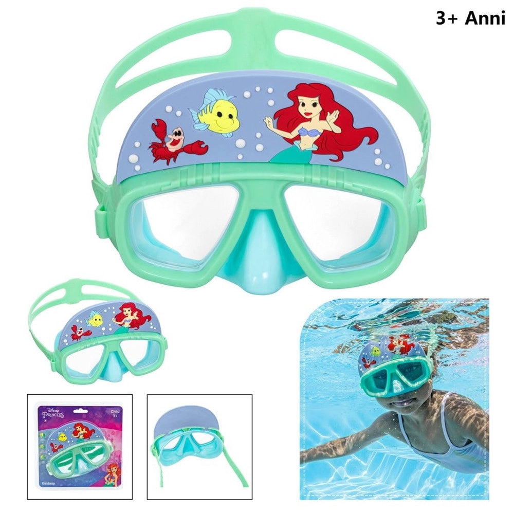 Trade Shop - Maschera Subacquea Ariel Per Bambini Regolabili Nuoto Piscina Mare Estate 3+ -