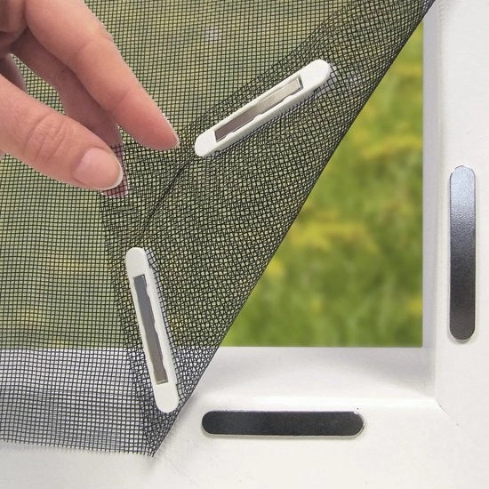 Porta finestra/parasole - 150 x 130 cm - 12 magneti - Installazione facile - Nessuna perforazione o viti necessarie [Nero]