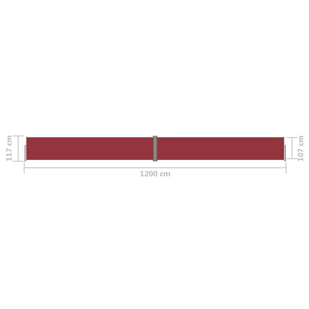 Tenda da sole laterale retrattile/schermo privacy per patio giardino terrazza balcone 117 x 1200 cm rosso 02_0007453