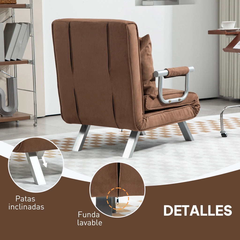 Letto Singolo Divano Pieghevole ¨C Zephmum ¨C 65x69x80 cm Marrone