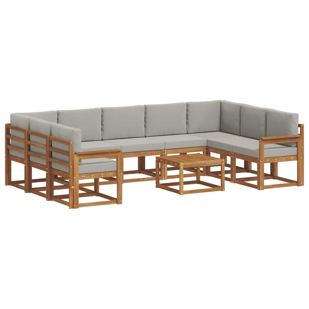 Set di divani da esterno 10 pcs Grigio Naturale e Chiaro 3367009