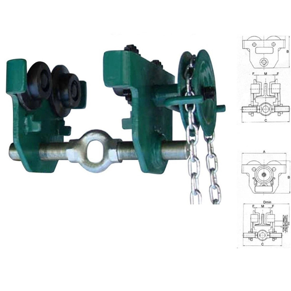 Trade Shop - Carrello Porta Paranco A Spinta Per Trave Catena Portaparanco 220mm Traslazione -