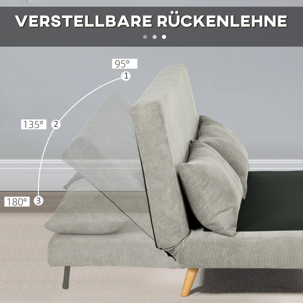 Divano letto convertibile con schienale reclinabile e cuscini in poliestere grigio 141 × 90 × 81 cm
