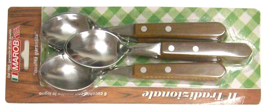 Set 6 Cucchiai Posate da Tavola Manico in legno Marietti