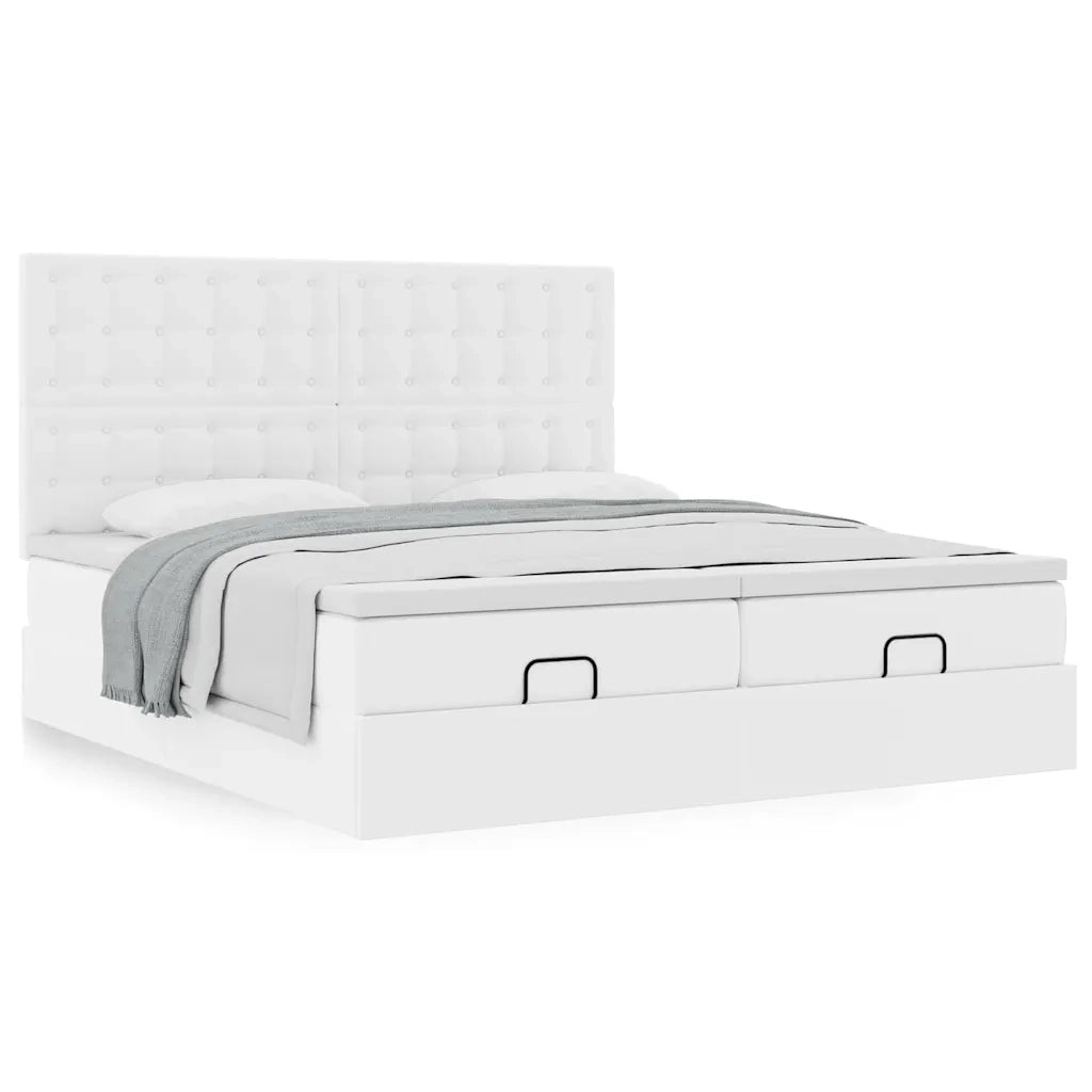Struttura Letto Pouf con Materassi 200x200 cm Similpelle 3313660