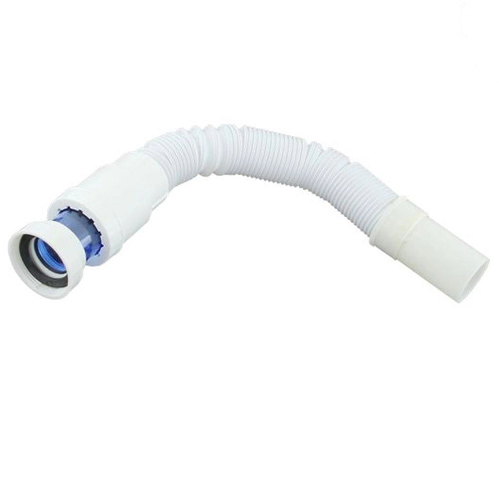 Trade Shop - Canotto Tubo Scarico Flessibile Estensibile Lavabo Lavello 1 1/2 40mm Bianco 10710 -