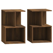 Set di 2 Comodini | Armadio da Notte | Mobiletto da notte Rovere Marrone 35x35x55 cm in Legno Multistrato