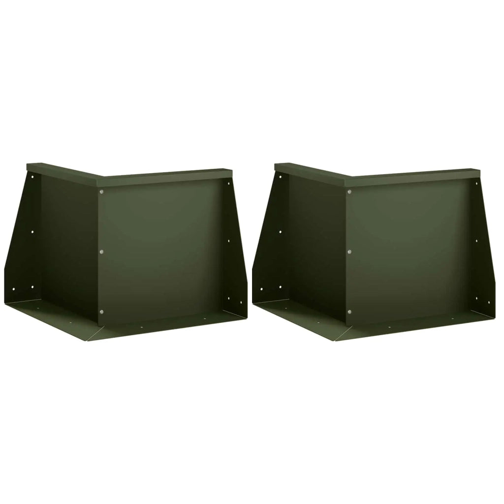 Muro di contenimento 2 pz 50 x 50 x 30 cm Acciaio Verde Oliva 8015164