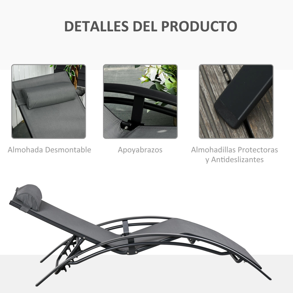 Poltrona reclinabile in alluminio ¨C zephmum ¨C 171x64x82 cm grigio