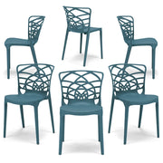 Set 6 sedie in polipropilene ARMONIA, impilabile, resistente ai raggi UV, design moderno, ideale per sala da pranzo, cucina, sala d’attesa, bar, ristoranti o giardino, colore Avio