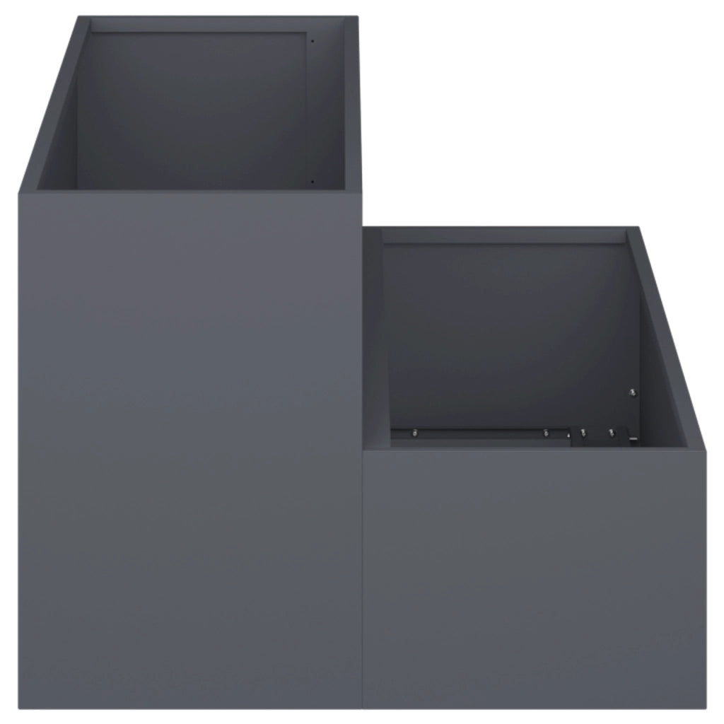 Fioriera da Giardino a Due Livelli 100x60x45 cm Antracite Plastica