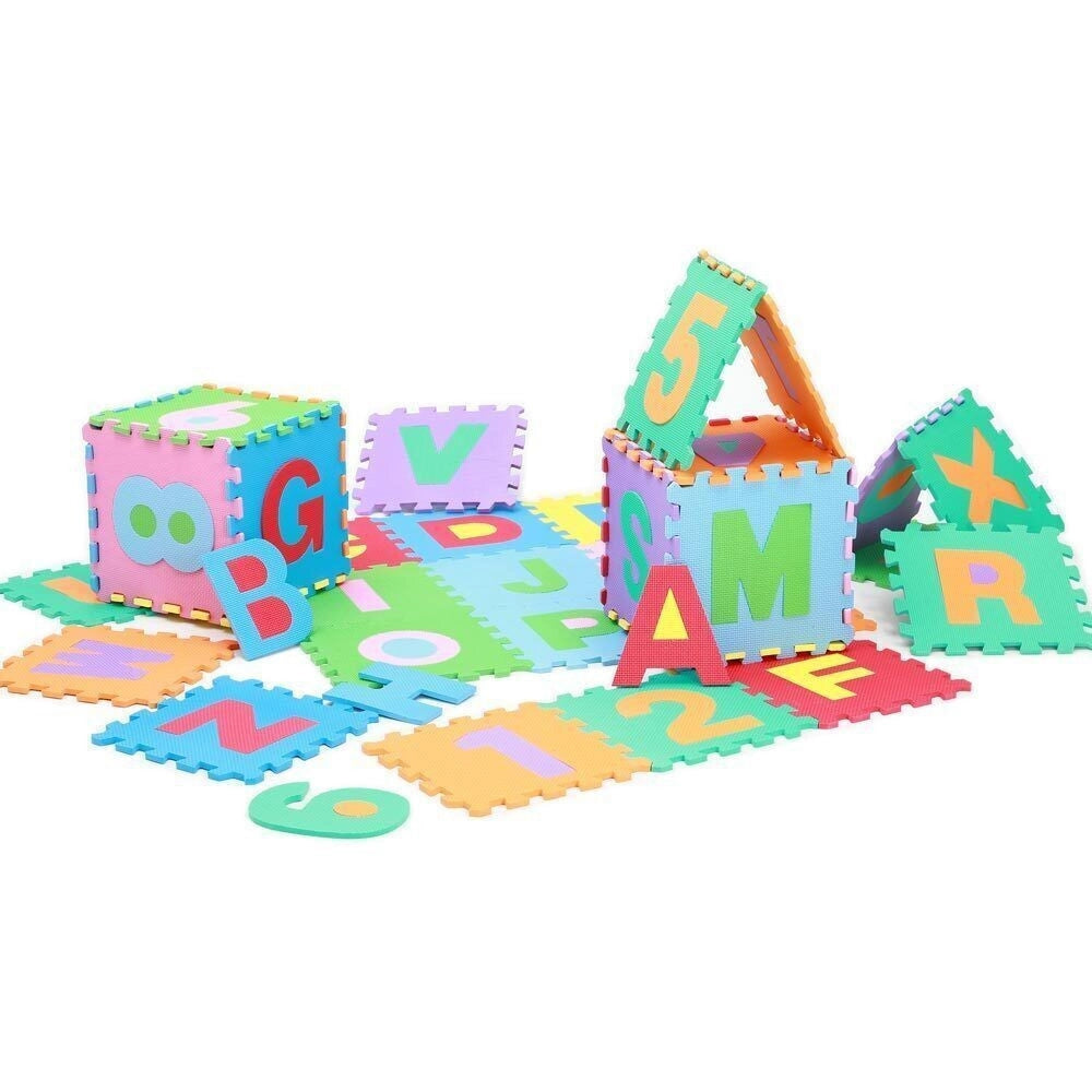 Trade Shop - Tappeto Morbido Tappetino Puzzle Con Lettere Morbido Mattonelle 29.5x29.5cm -