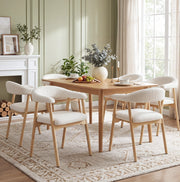 Set di 6 sedie da pranzo 60.5x57x79.5 cm con schienale ergonomico C e braccioli in legno naturale