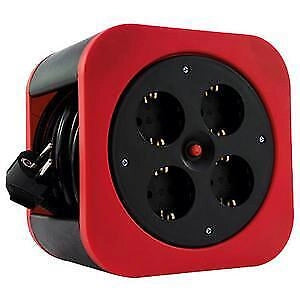 REV 0010012600 Kabelbox S Multipresa 4 Prese Schuko 10 m H05VV-F 3G1 5 mm² Protezione Surriscaldamento colore Rosso