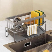 Organizzatore multifunzionale per la vasca da bagno con scarico automatico e appendiasciugamani rimovibile - Ideale per cucina e bagno