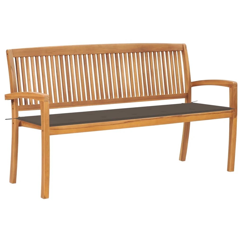 Panca da giardino mobili da esterno per patio panca da terrazza impilabile con cuscino 159 cm legno massello di teak 02_0011704