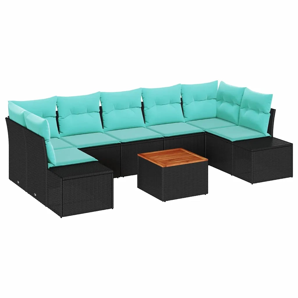 Set Divano da Giardino 8 pz Nero polyrattan 3347928