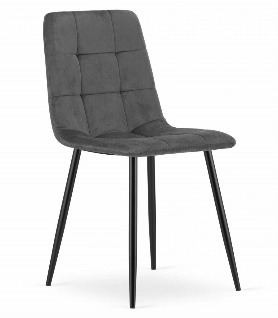 Sedia Valora PYRA in velluto grigio scuro, design moderno x3