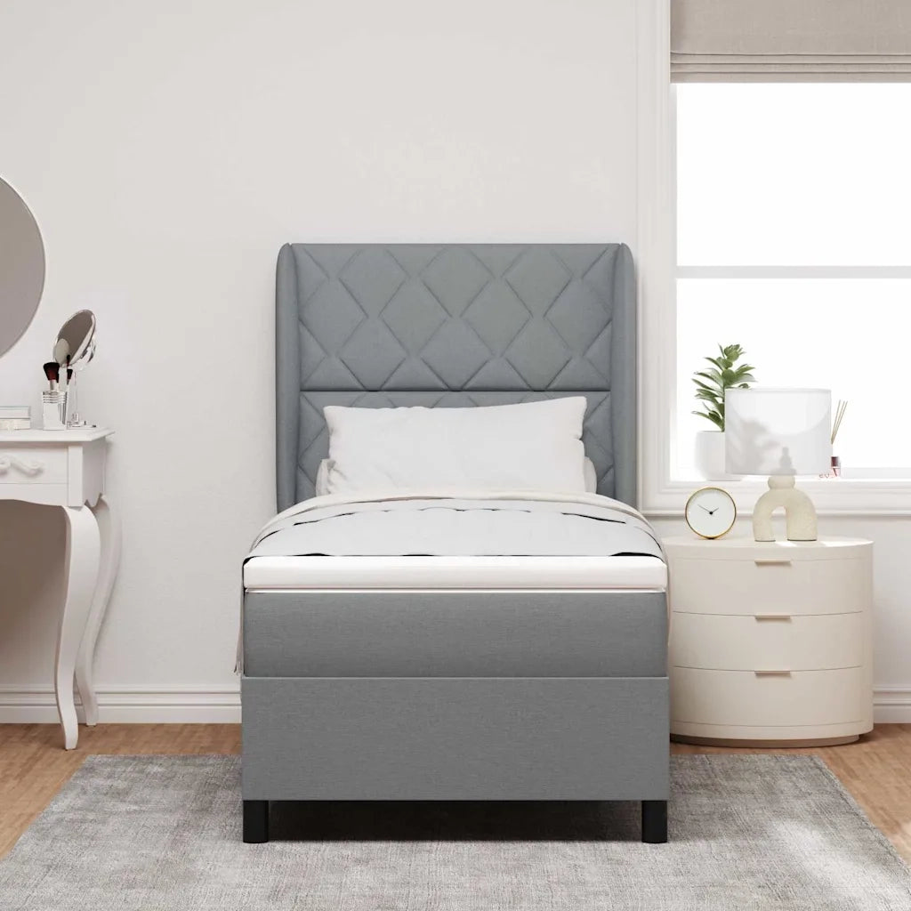 Letto a molle con materasso Grigio chiaro 90 x 200 cm Tessuto 3340606