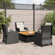 vidaXL Set Divani da Giardino 5 pz con Cuscini Nero in Polyrattan