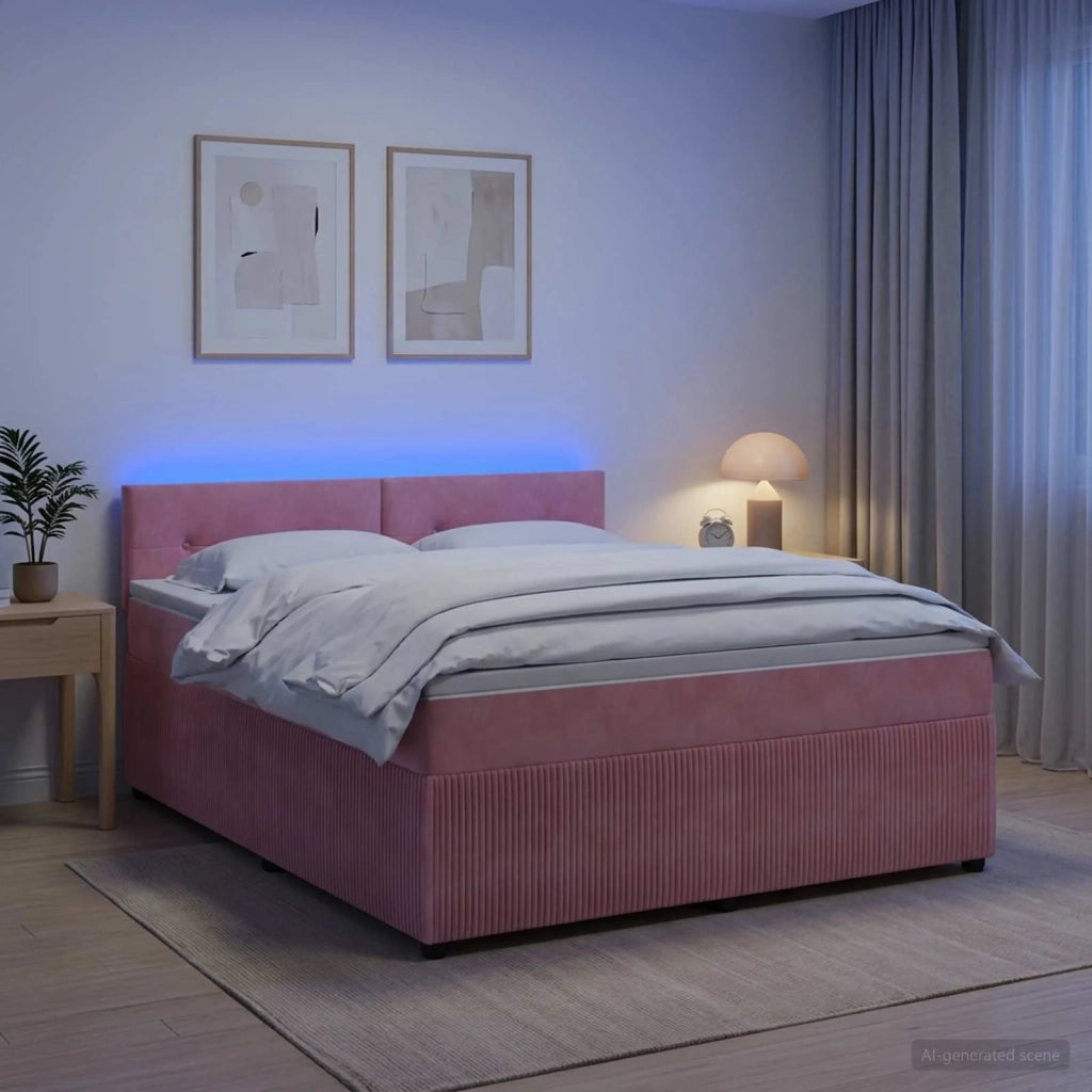 Letto box spring con materasso Rosa 180 x 200 cm Velluto 3453196
