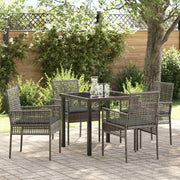 Set da Pranzo per Giardino con cuscino 5 pcs Grigio polyrattan