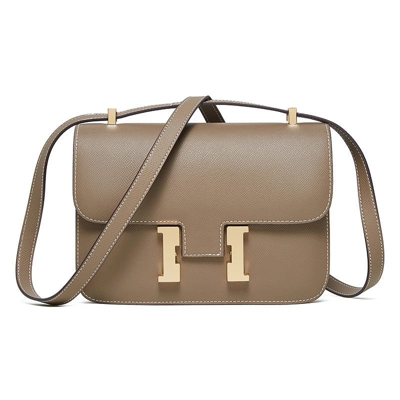 Borsa a tracolla da donna in vera pelle, borsa di lusso color bronzo