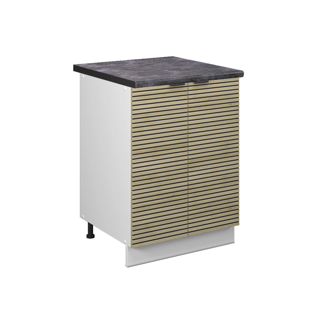 Mobiletto base cucina Fame-Line Pannello in quercia/Bianco 60 cm, PL Antracite Vicco