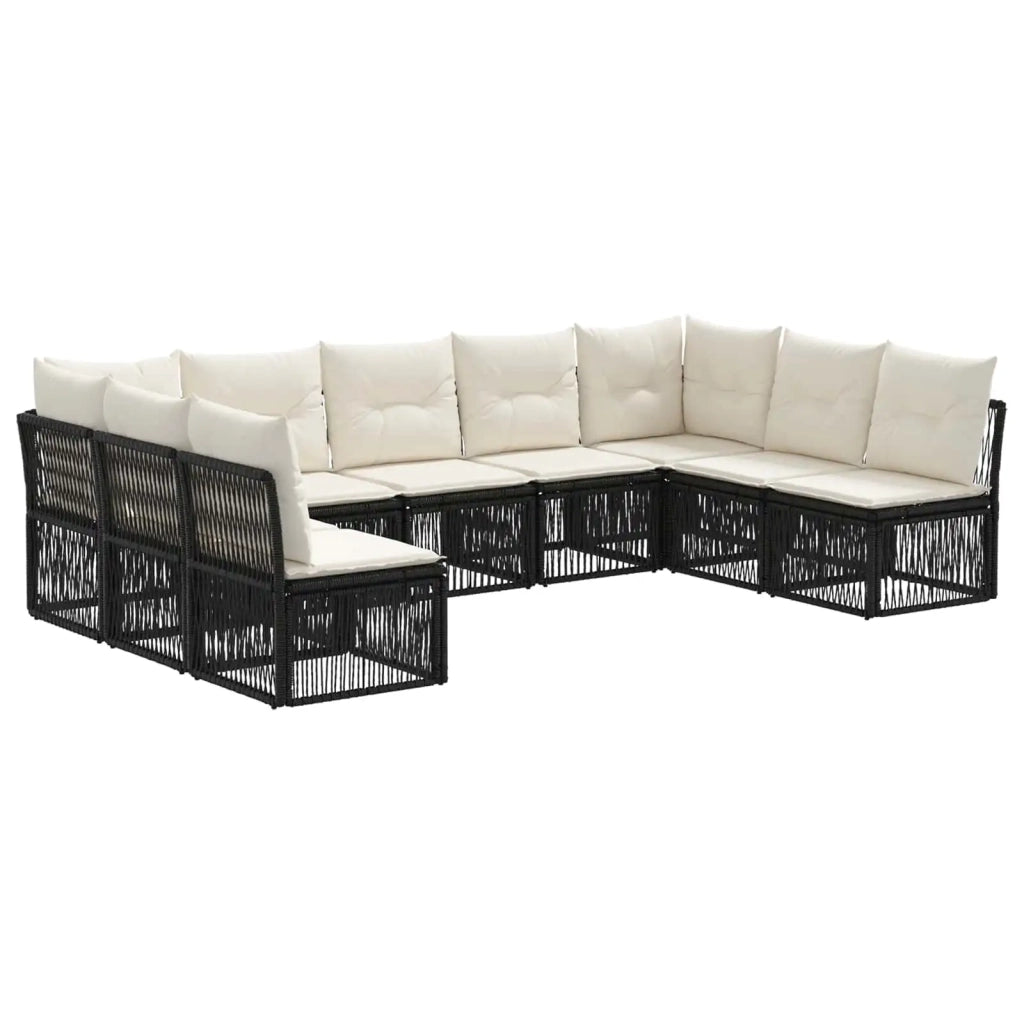 Set Divano da Giardino 9 pcs Nero polyrattan 3434320