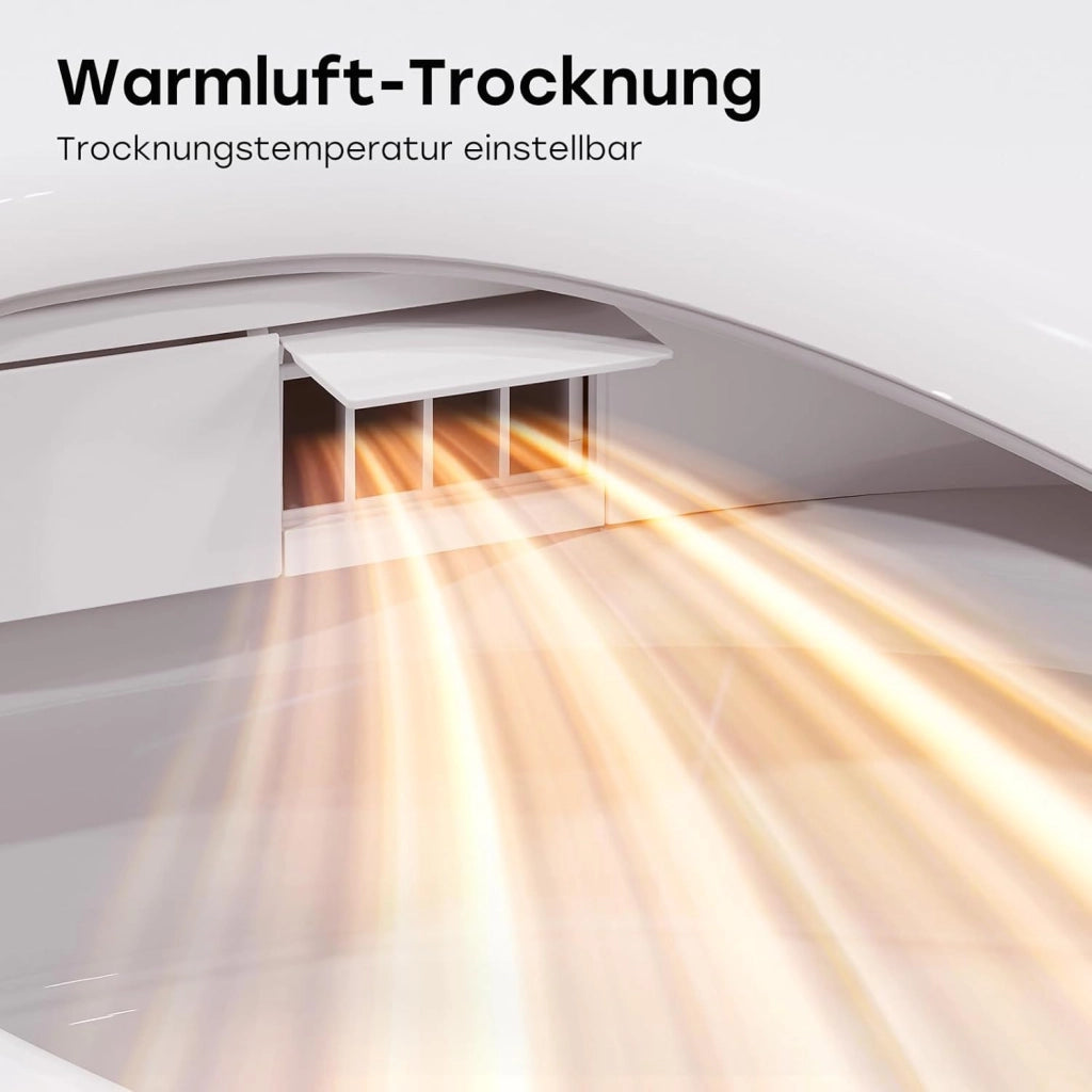 Copriwater intelligente con spruzzatore autopulente e installazione di asciugatura ad aria calda, sedile per doccia con luce notturna, deodorazione, risparmio energetico
